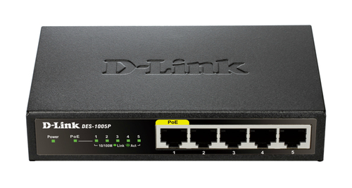 D-Link DES-1005P L2 Unmanaged Switch, 5x RJ-45, PoE D-Link DES-1005P L2 Unmanaged Switch, 5x RJ-45, PoE