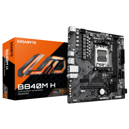 GIGABYTE B840M H, micro ATX AM5 Mainboard, 2x DDR5, max. 128 GB, 1x HDMI 2.1, 1x DisplayPort 1.4 GIGABYTE B840M H, micro ATX AM5 Mainboard, 2x DDR5, max. 128 GB, 1x HDMI 2.1, 1x DisplayPort 1.4
