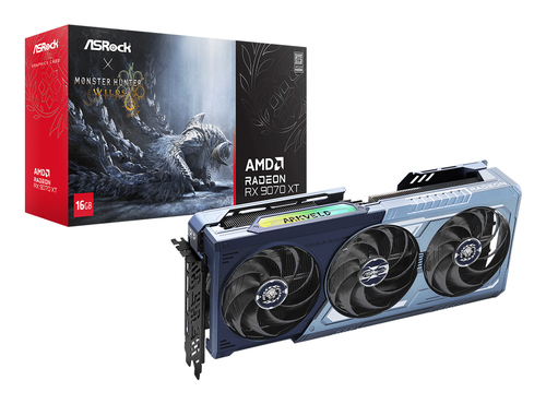 Asrock Radeon RX 9070 XT Monster Hunter Wilds Edition&comma; 16GB GDDR6 Grafikkarte&comma; 1x HDMI&comma; 3x DP