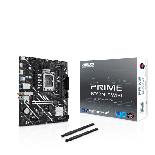 ASUS PRIME B760M-F WIFI&comma; micro ATX LGA 1700 Mainboard&comma; 2x DDR5&comma; max&period; 96 GB&comma; 1x HDMI&comma; WiFi