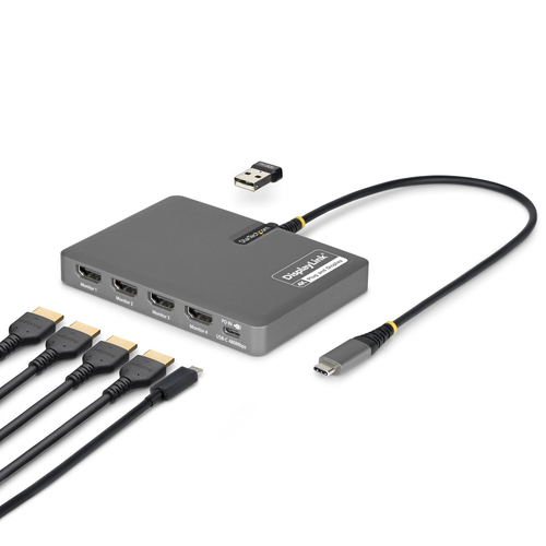 StarTech.com QUAD-USB-HDMI-ADAPT, USB 3.2 Gen 1 (3.1 Gen 1) Type-C, grau, USB Power Delivery StarTech.com QUAD-USB-HDMI-ADAPT, USB 3.2 Gen 1 (3.1 Gen 1) Type-C, grau, USB Power Delivery