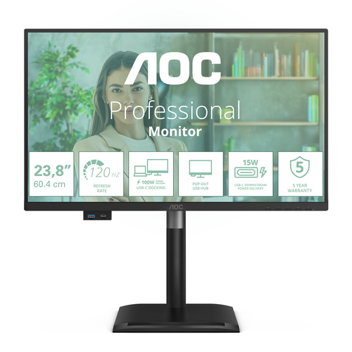 23.8 Zoll AOC 24P4CV, 60,4cm TFT, 120 Hz, Full HD, 4ms, 1x HDMI, 1x DP, integrierter USB-Hub 23.8 Zoll AOC 24P4CV, 60,4cm TFT, 120 Hz, Full HD, 4ms, 1x HDMI, 1x DP, integrierter USB-Hub