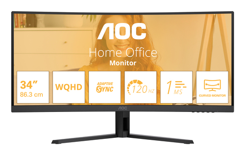 34 Zoll AOC CU34B3E, 86,4cm TFT, 120 Hz, Wide Quad HD, 4ms, 1x HDMI, 1x DP 34 Zoll AOC CU34B3E, 86,4cm TFT, 120 Hz, Wide Quad HD, 4ms, 1x HDMI, 1x DP