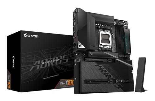 GIGABYTE X870 AORUS STEALTH Mainboard - Unterstützt AMD Ryzen 9000 CPUs, digitales 16+2+2-Phasen-VRM, bis zu 8200MHz DDR5 (O.C.), 2xPCIe 5.0 + 2xPCIe 4.0, Wi-Fi 7, 5GbE LAN, USB 4 GIGABYTE X870 AORUS STEALTH Mainboard - Unterstützt AMD Ryzen 9000 CPUs, digitales 16+2+2-Phasen-VRM, bis zu 8200MHz DDR5 (O.C.), 2xPCIe 5.0 + 2xPCIe 4.0, Wi-Fi 7, 5GbE LAN, USB 4