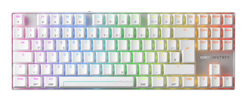 CHERRY MX 8.2 Pro TMR Wireless silber, weiß Tastatur, Layout: DE, Cherry MK Crystal Magnetisch, RGB CHERRY MX 8.2 Pro TMR Wireless silber, weiß Tastatur, Layout: DE, Cherry MK Crystal Magnetisch, RGB