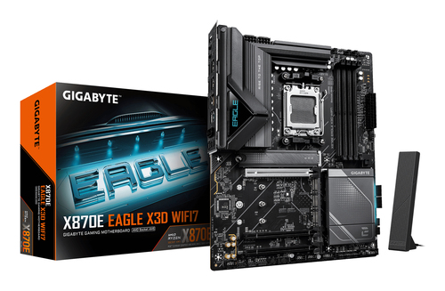 GIGABYTE X870E EAGLE X3D WIFI7&comma; ATX AM5 Mainboard&comma; 4x DDR5&comma; max&period; 256 GB&comma; 1x HDMI 2&period;1&comma; 2x USB-C&comma; WiFi