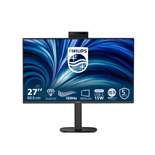 27 Zoll Philips 27B2N3500JH&comma; 68&comma;6cm TFT&comma; 120 Hz&comma; Quad HD&comma; 4ms&comma; 2x HDMI&comma; 1x DP&comma; integrierte Kamera&comma; integrierter USB-Hub