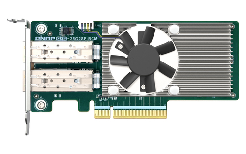 QNAP QXG-25G2SF-BCM&comma; Faser&comma; 25000 Mbit&sol;s&comma; silber&comma; dunkelgr&uuml;n