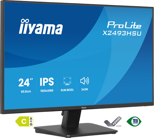 23&period;8 Zoll iiyama X2493HSU-B1&comma; 60&comma;5cm TFT&comma; 120 Hz&comma; Full HD&comma; 1x HDMI&comma; 1x DP&comma; integrierter USB-Hub