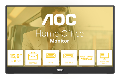 AOC 16T20E2 TV-Ger&auml;t&sol;Monitor tragbar Tragbarer Monitor Schwarz 39&comma;6 cm &lpar;15&period;6&rpar; LED 1920 x 1080 Pixel