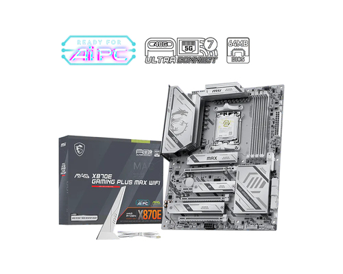 MSI MAG X870E GAMING PLUS MAX WIFI, ATX AM5 Mainboard, 4x DDR5, max. 256 GB, 1x HDMI 2.1, 2x DisplayPort 1.4, 1x USB-C, WiFi MSI MAG X870E GAMING PLUS MAX WIFI, ATX AM5 Mainboard, 4x DDR5, max. 256 GB, 1x HDMI 2.1, 2x DisplayPort 1.4, 1x USB-C, WiFi