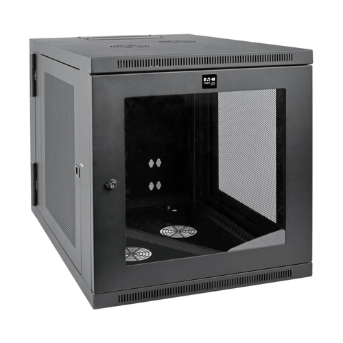 Tripp Lite SRW12US33G Kleines SmartRack 12-HE-Rackgeh&auml;use mit Servertiefe zur Wandmontage&comma; transparentes Acrylfenster&comma; aufklappbare R&uuml;ckseite