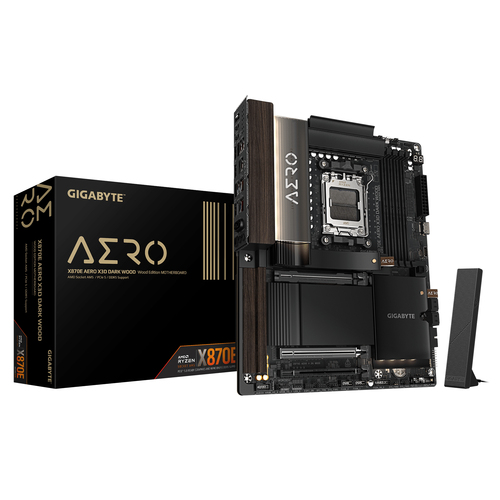 GIGABYTE X870E AERO X3D DARK WOOD, ATX AM5 Mainboard, 4x DDR5, max. 256 GB, 1x HDMI 2.1, 1x USB-C, WiFi GIGABYTE X870E AERO X3D DARK WOOD, ATX AM5 Mainboard, 4x DDR5, max. 256 GB, 1x HDMI 2.1, 1x USB-C, WiFi