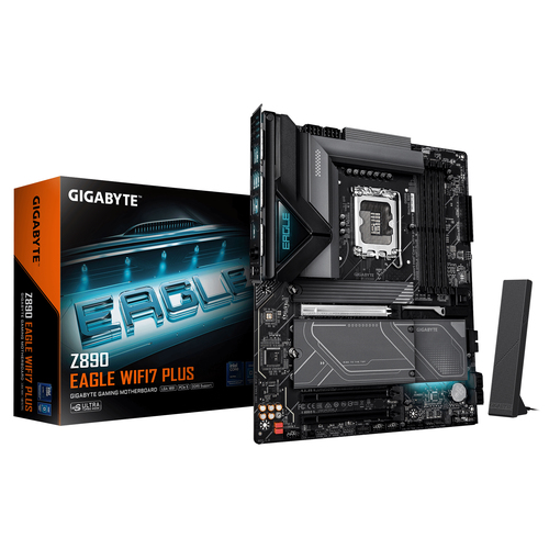 GIGABYTE Z890 EAGLE WIFI7 PLUS, ATX LGA 1851 (V1) Mainboard, 4x DDR5, max. 256 GB, 1x DisplayPort 2.1, WiFi GIGABYTE Z890 EAGLE WIFI7 PLUS, ATX LGA 1851 (V1) Mainboard, 4x DDR5, max. 256 GB, 1x DisplayPort 2.1, WiFi