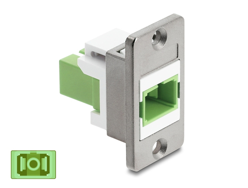DeLOCK Panel Mount SC Simplex Buchse zu SC Simplex Buchse silber &sol; lindgr&uuml;n &sol; wei&szlig;