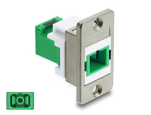DeLOCK Panel Mount SC Simplex Buchse zu SC Simplex Buchse mit Laserschutzklappe innen silber &sol; gr&uuml;n &sol; wei&szlig;