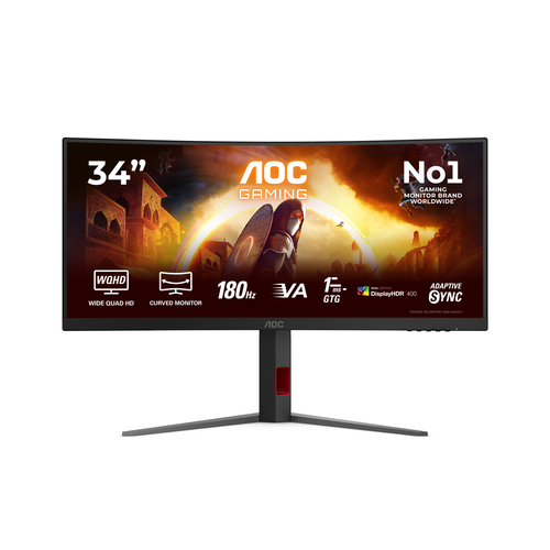 34 Zoll AOC CU34G4CA, 86,4cm TFT, 180 Hz, Wide Quad HD, 1ms, 2x HDMI, 1x DP, integrierter USB-Hub 34 Zoll AOC CU34G4CA, 86,4cm TFT, 180 Hz, Wide Quad HD, 1ms, 2x HDMI, 1x DP, integrierter USB-Hub