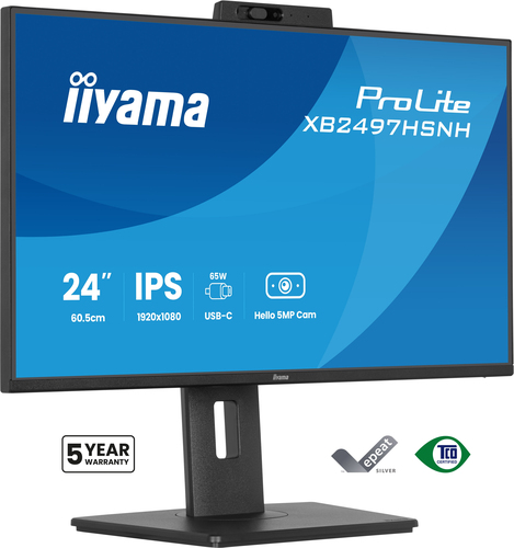 23&period;8 Zoll iiyama XB2497HSNH-B1&comma; 60&comma;5cm TFT&comma; 100 Hz&comma; Full HD&comma; 1x HDMI&comma; 1x DP&comma; integrierte Kamera&comma; integrierter USB-Hub
