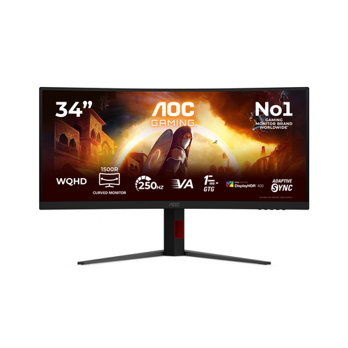 34 Zoll AOC CU34G4ZCA, 86,4cm TFT, 250 Hz, Wide Quad HD, 1ms, 2x HDMI, 1x DP, integrierter USB-Hub 34 Zoll AOC CU34G4ZCA, 86,4cm TFT, 250 Hz, Wide Quad HD, 1ms, 2x HDMI, 1x DP, integrierter USB-Hub