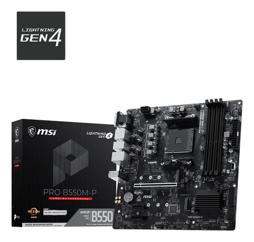 MSI PRO B550M-P&comma; ATX AM4 Mainboard&comma; 4x DDR4&comma; max&period; 128 GB&comma; 1x HDMI 2&period;1&comma; 1x DisplayPort 1&period;4&comma; 1x USB-C