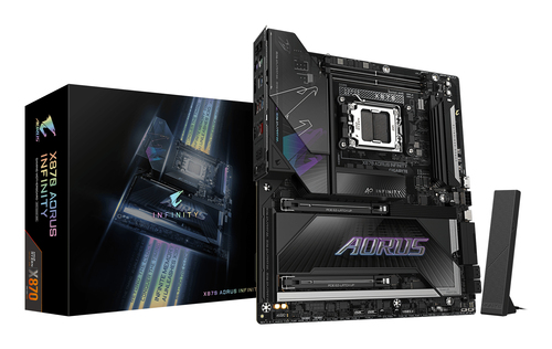 GIGABYTE X870 AORUS INFINITY&comma; Erweitertes ATX AM5 Mainboard&comma; 2x DDR5&comma; max&period; 128 GB&comma; 1x HDMI 2&period;1&comma; 1x USB-C&comma; WiFi