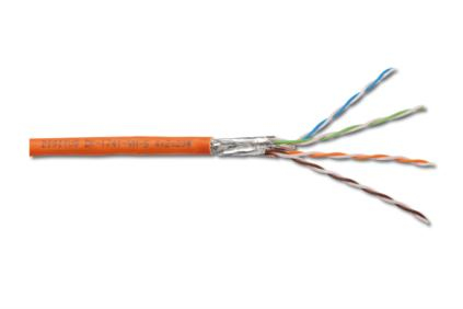 1m Netzwerkkabel Digitus Professional Twisted-Pair Simplex Verlegekabel&comma; Cat7&comma; S&sol;FTP&comma; ohne Stecker&comma; orange&comma; 1200MHz Eca