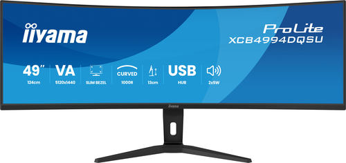 49 Zoll iiyama XCB4994DQSU-B1&comma; 124cm TFT&comma; 120 Hz&comma; Dual QHD&comma; 2ms&comma; 2x HDMI&comma; 2x DP&comma; integrierter USB-Hub