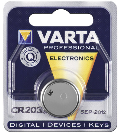 Varta Lithium-Knopfzelle CR2032, Knopfzelle 3V