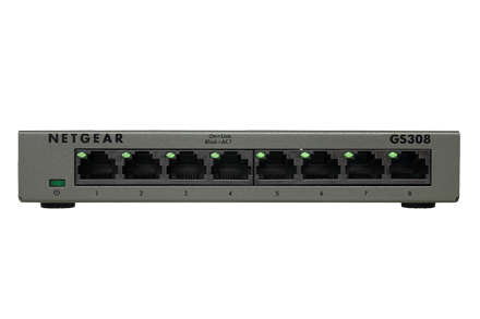 NETGEAR GS308 Unmanaged Switch&comma; 8x RJ-45&comma; Backplane&colon; 16 Gbit&sol;s