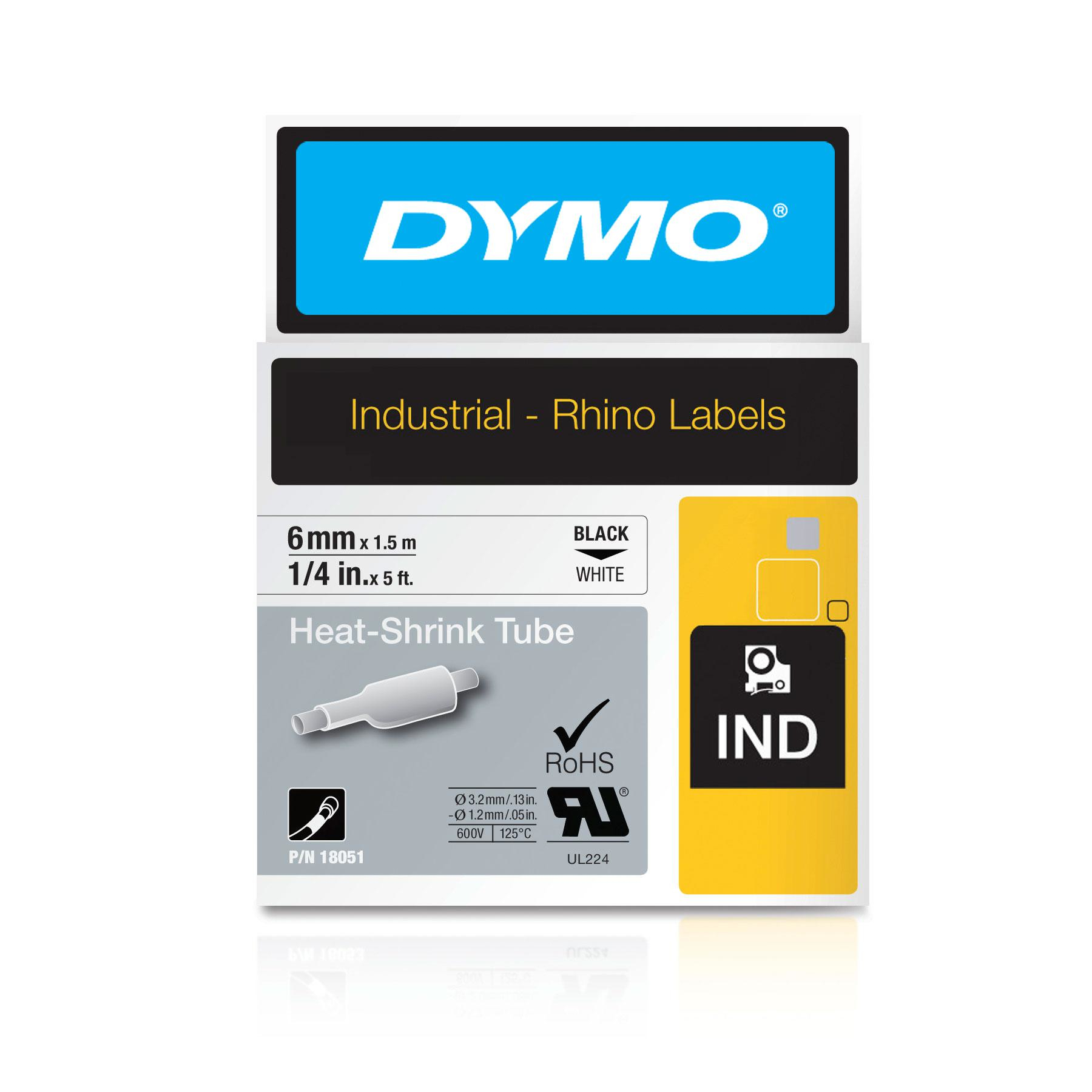 Dymo IND Schrumpfschlauch 6mm, schwarz/weiß Dymo IND Schrumpfschlauch 6mm, schwarz/weiß