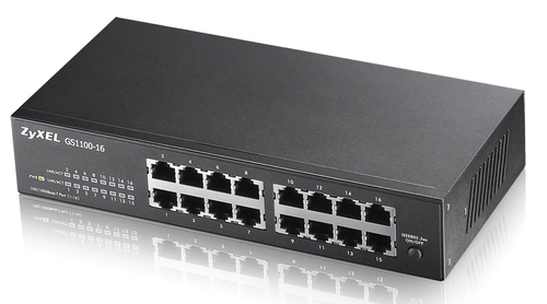 Zyxel GS1100-16 Unmanaged Switch&comma; 16x RJ-45&comma; Backplane&colon; 32 Gbit&sol;s