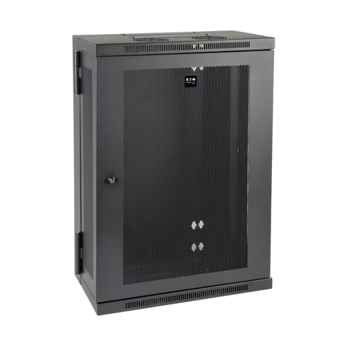 Tripp Lite SRW18US13 SmartRack tiefenverstellbarer&comma; halbhoher 18-HE-Serverschrank mit flachem Profil&comma; aufklappbarer R&uuml;ckseite und Wandhalterung