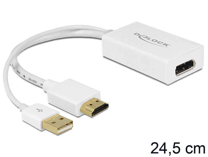 Delock Adapter HDMI-A Stecker > Displayport 1.2 Buchse weiß Delock Adapter HDMI-A Stecker > Displayport 1.2 Buchse weiß