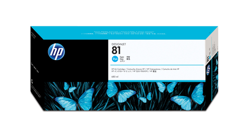 HP 81 680-ml Cyan DesignJet Dye Ink Cartridge HP 81 680-ml Cyan DesignJet Dye Ink Cartridge