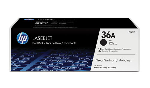 HP 36A 2-pack Black Original LaserJet Toner Cartridges, schwarz HP 36A 2-pack Black Original LaserJet Toner Cartridges, schwarz