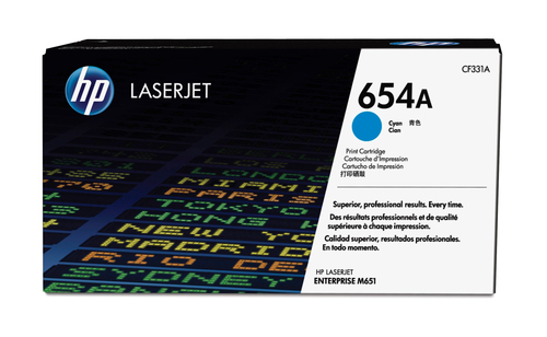 HP 654A Cyan Original LaserJet Toner Cartridge, cyan HP 654A Cyan Original LaserJet Toner Cartridge, cyan