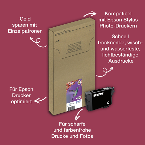 Epson T0807&comma; original&comma; schwarz&comma; cyan&comma; helle cyan&comma; helle magenta&comma; magenta&comma; gelb&comma; Tinte