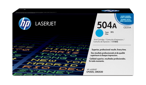 HP 504A Cyan Original LaserJet Toner Cartridge, original, cyan, Toner HP 504A Cyan Original LaserJet Toner Cartridge, original, cyan, Toner