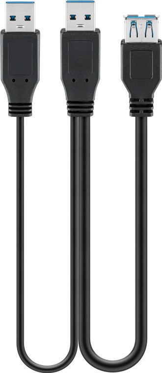 0,3m USB 3.0 Dual Power SuperSpeed Kabel, Schwarz 0,3m USB 3.0 Dual Power SuperSpeed Kabel, Schwarz