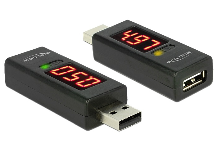 Delock USB Prüfer mit LED Anzeige für Volt und Ampere Delock USB Prüfer mit LED Anzeige für Volt und Ampere