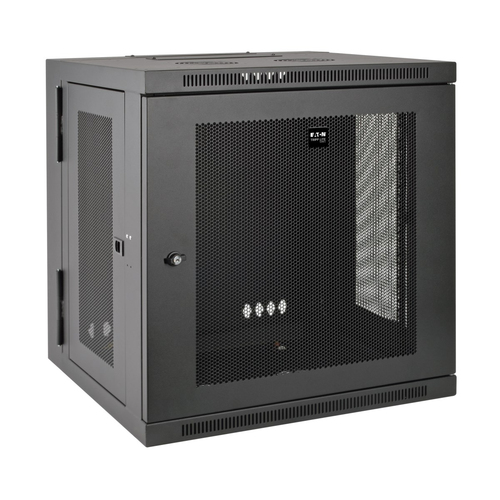 Tripp Lite SRW12US SmartRack tiefenverstellbarer 12 HE-Schrank mit flachem Profil und kompakten Rack-Geh&auml;use&comma; aufklappbare R&uuml;ckseite und Wandhalterung