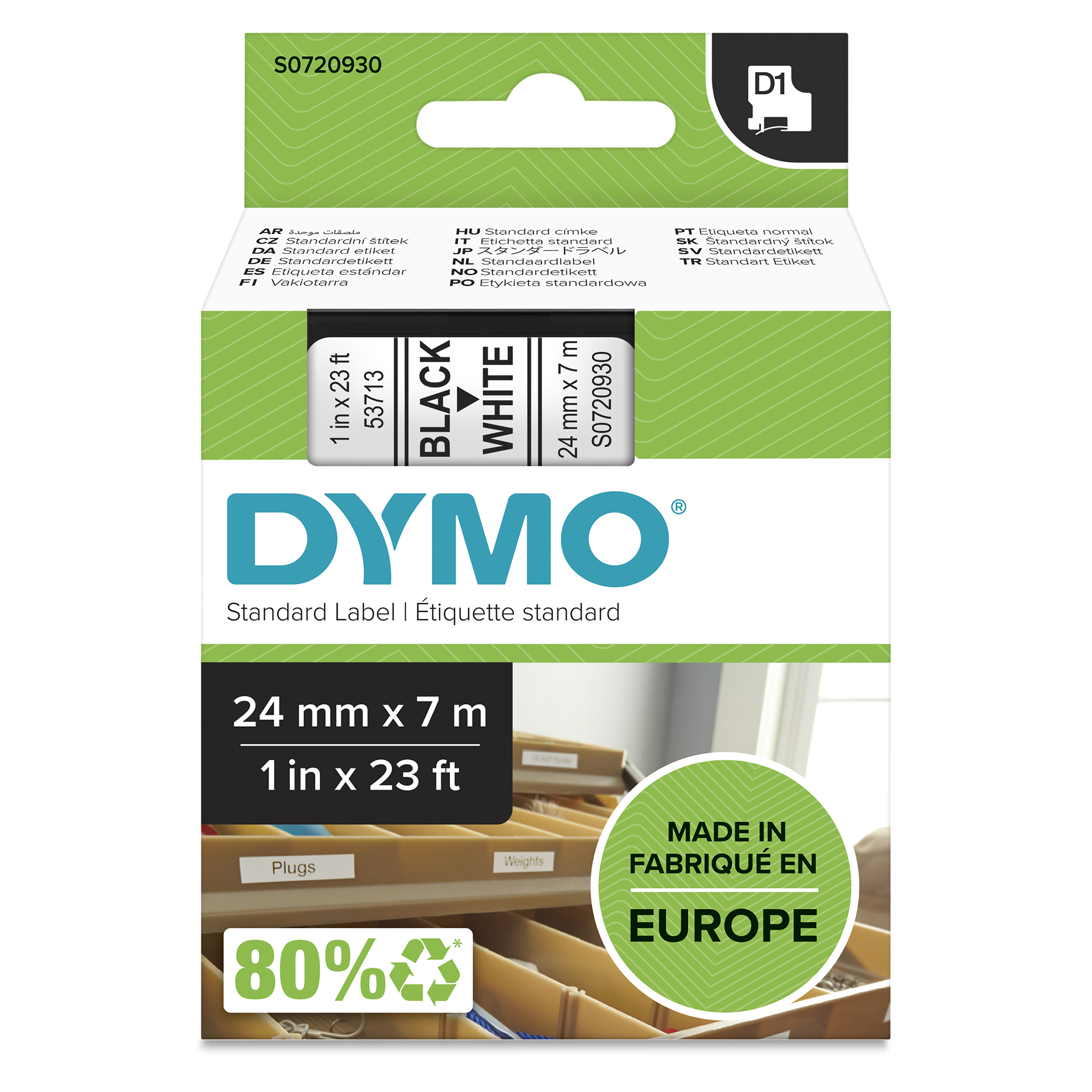 Dymo D1 24mm, schwarz/weiß Schriftband Dymo D1 24mm, schwarz/weiß Schriftband