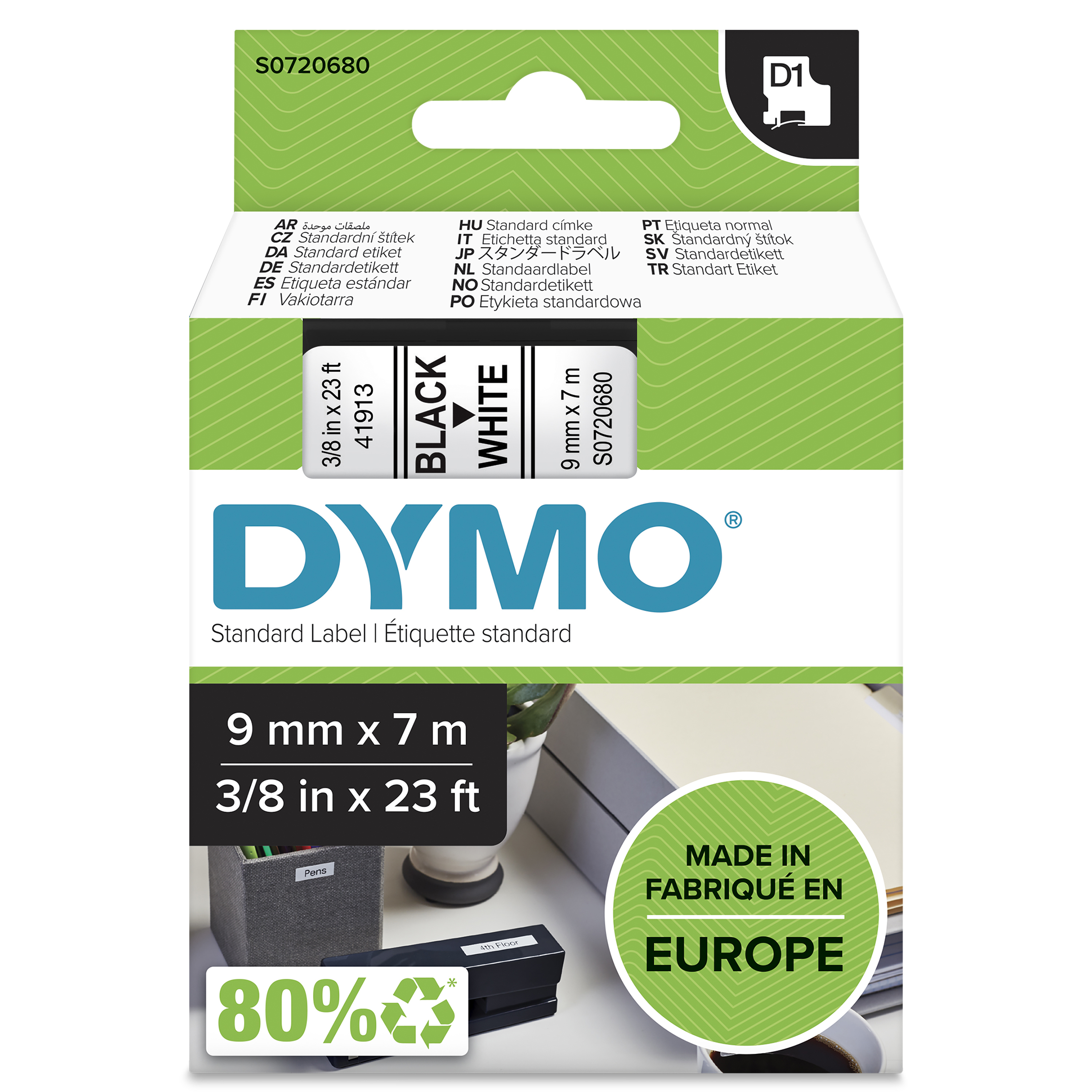 Dymo D1 Beschriftungsband 9mm, schwarz/weiß Dymo D1 Beschriftungsband 9mm, schwarz/weiß