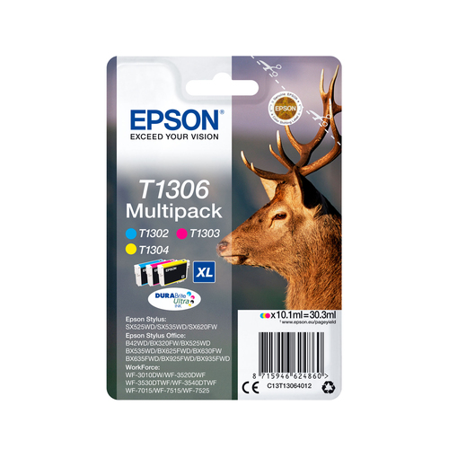 Epson T1306&comma; original&comma; cyan&comma; magenta&comma; gelb&comma; Tinte