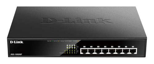 D-Link DGS-1008MP Unmanaged Switch, 8x RJ-45, Backplane: 16 Gbit/s, PoE D-Link DGS-1008MP Unmanaged Switch, 8x RJ-45, Backplane: 16 Gbit/s, PoE