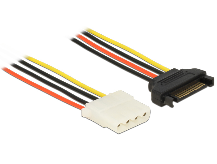 0,20m DeLOCK Stromkabel SATA 15-Pin Stecker auf Molex 4-Pin Buchse 0,20m DeLOCK Stromkabel SATA 15-Pin Stecker auf Molex 4-Pin Buchse
