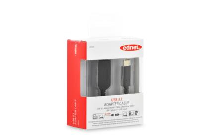 0&comma;15m USB 3&period;1-Kabel USB-C Stecker auf USB-A 3&period;0 Buchse Ednet