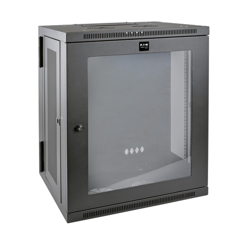 Tripp Lite SRW15USG SmartRack tiefenverstellbarer 15-HE-Schrank mit flachem Profil&comma; halbhohem Rack-Geh&auml;use&comma; transparentem Acrylglasfenster&comma; aufklappbarer R&uuml;ckseite und Wandhalterung