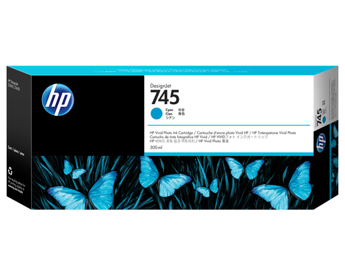 HP 745 300-ml DesignJet Cyan Ink Cartridge