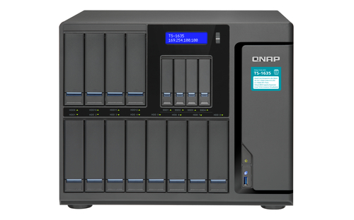 QNAP TS-1635, 4 GB RAM, 16x Einschübe, 2x 10 GBit/s LAN, Desktop NAS schwarz QNAP TS-1635, 4 GB RAM, 16x Einschübe, 2x 10 GBit/s LAN, Desktop NAS schwarz